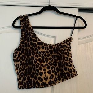 Cheetah Print One Shoulder Top
